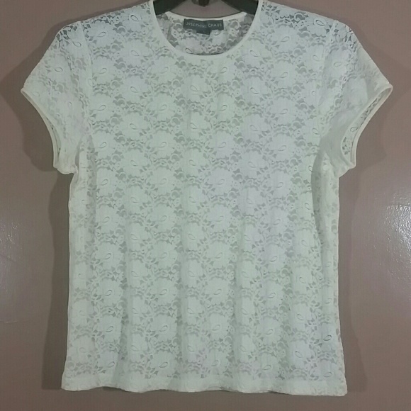 Josephine Chaus Sheer Floral Lace Top - Picture 1 of 8